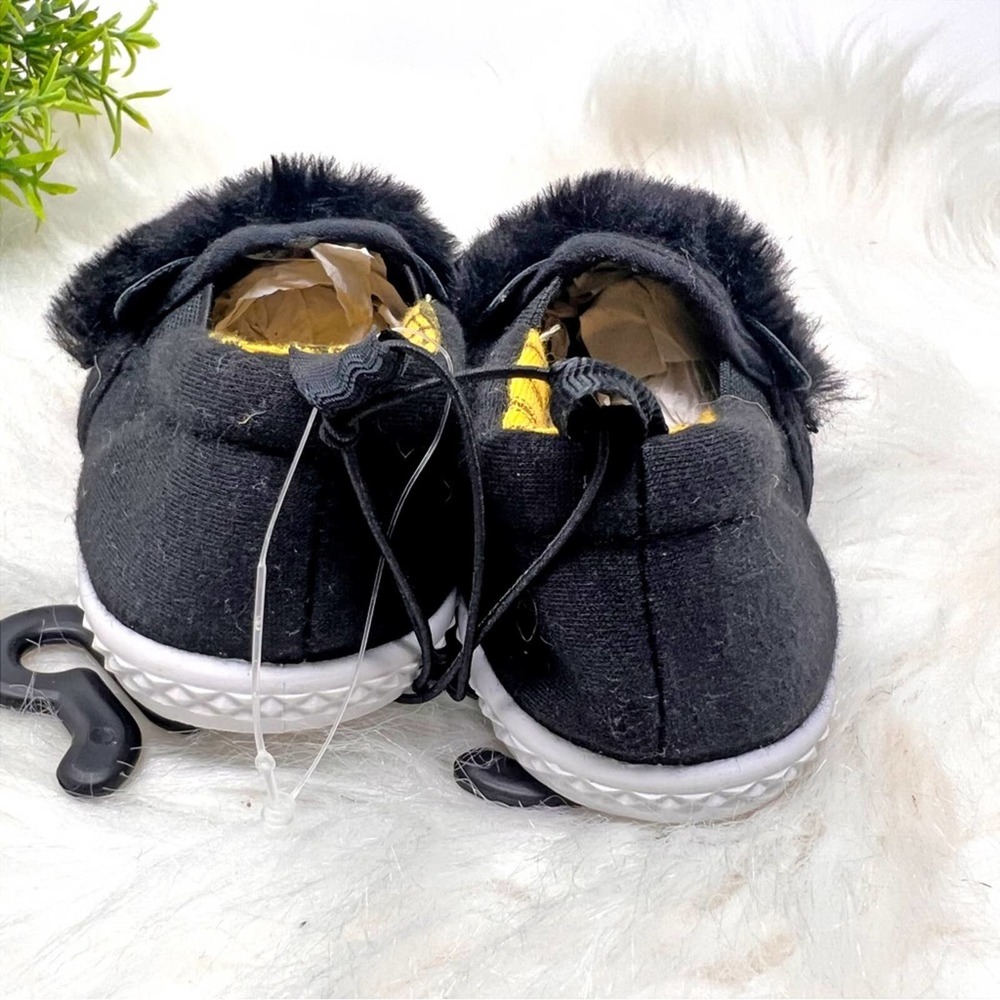 Baby Girl Wonder Nation Black Furry Slip On Kitty Cat Shoes Size 6 - Picture 3 of 6